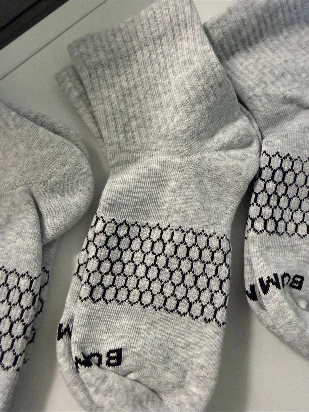 Bombas Light Gray Athletic Crew Socks with Arch Support (3-Pack) unisex